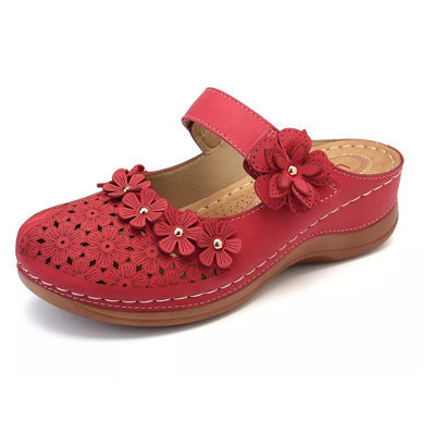 👡【35-43】🙎 Noua peșteră florală peșteră pantofi femei retro plat rotund deget de la picior papuci casual