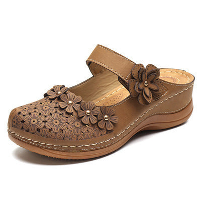 👡【35-43】🙎 Noua peșteră florală peșteră pantofi femei retro plat rotund deget de la picior papuci casual