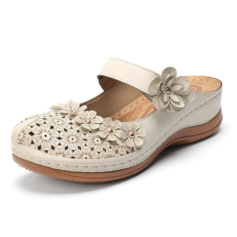 👡【35-43】🙎 Noua peșteră florală peșteră pantofi femei retro plat rotund deget de la picior papuci casual