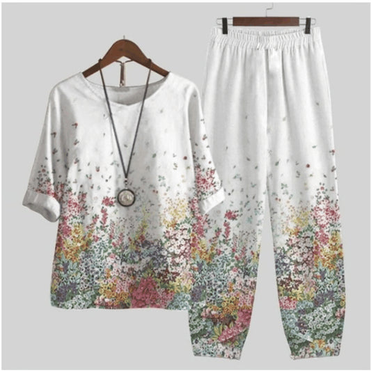 💐✨【S-5XL】 2025 nou set din două piese imprimat 【top + pantaloni】