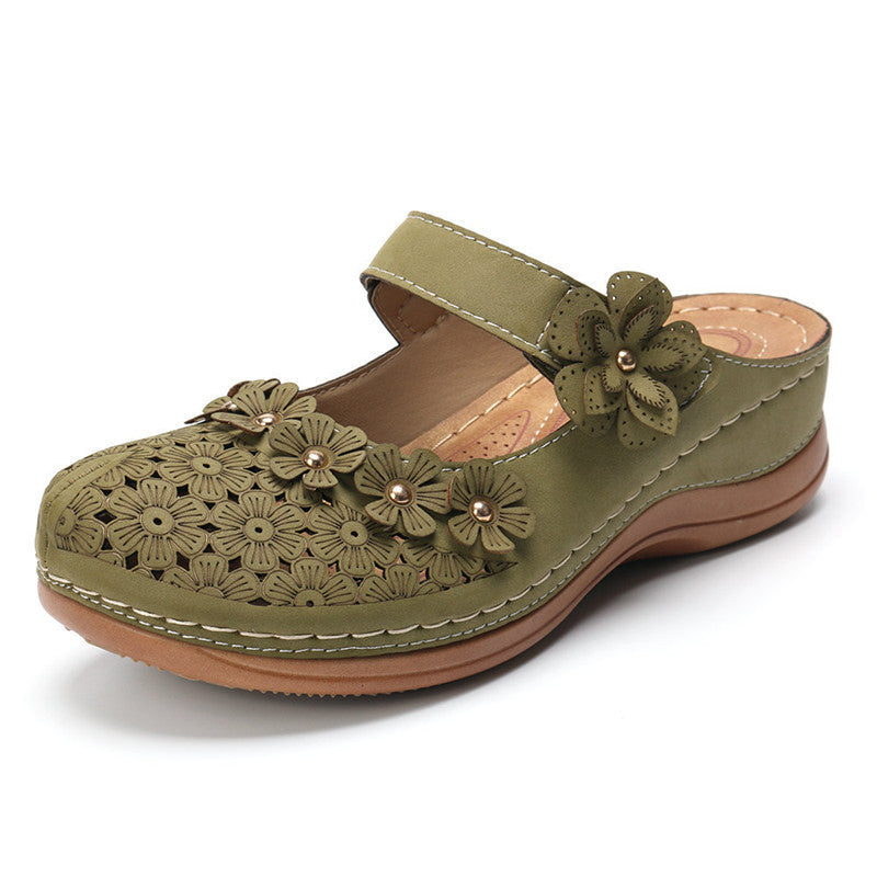 👡【35-43】🙎 Noua peșteră florală peșteră pantofi femei retro plat rotund deget de la picior papuci casual