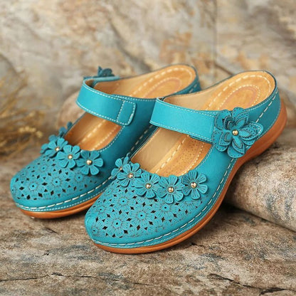 👡【35-43】🙎 Noua peșteră florală peșteră pantofi femei retro plat rotund deget de la picior papuci casual